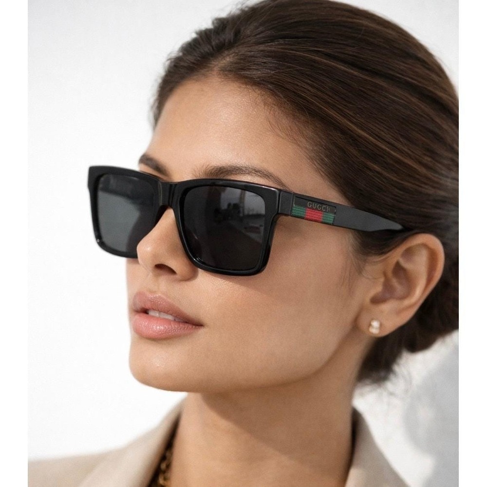 Gucci Black Rectangular Sunglasses GG0009S 001 5816145 Made in Italy